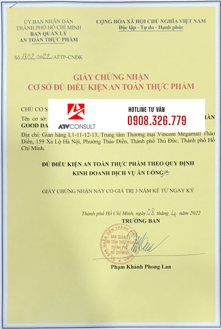 giấy phép an toàn thực phẩm tại Đồng Nai